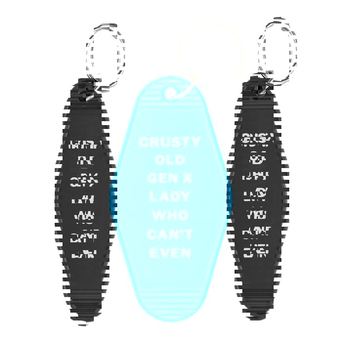 Crusty Old Gen X Lady Who Can't Even Motel Keychain in Blue