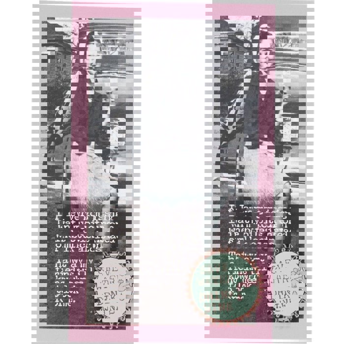 Save Water Drink Wine Pink and Green Enamel Pin on Gift Card