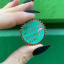  Save Water Drink Wine Pink and Green Enamel Pin on Gift Card