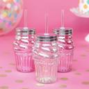  Cupcake Sipper Glass | Light Pink | Wine or Cocktail Glass with Straw for Indoors or Outdoors