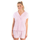 Seersucker Pajamas Short Set in Pink | Button Top and Shorts Sleepwear [Available in Large Only]
