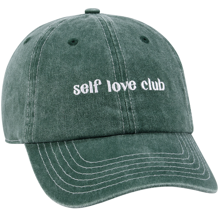 Self Love Club Baseball Cap in Stonewashed Green | Adjustable Buckle Closure Hat