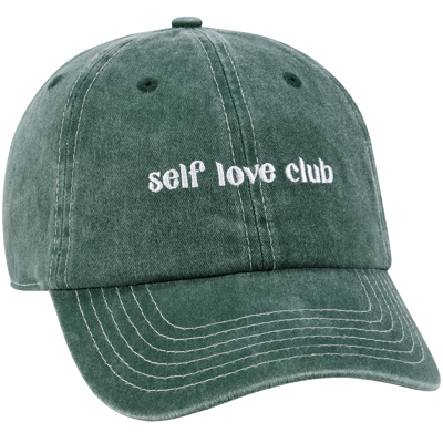 Self Love Club Baseball Cap in Stonewashed Green | Adjustable Buckle Closure Hat