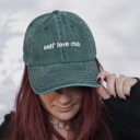  Self Love Club Baseball Cap in Stonewashed Green | Adjustable Buckle Closure Hat