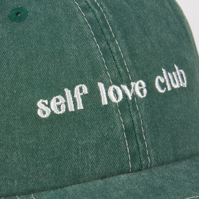 Self Love Club Baseball Cap in Stonewashed Green | Adjustable Buckle Closure Hat