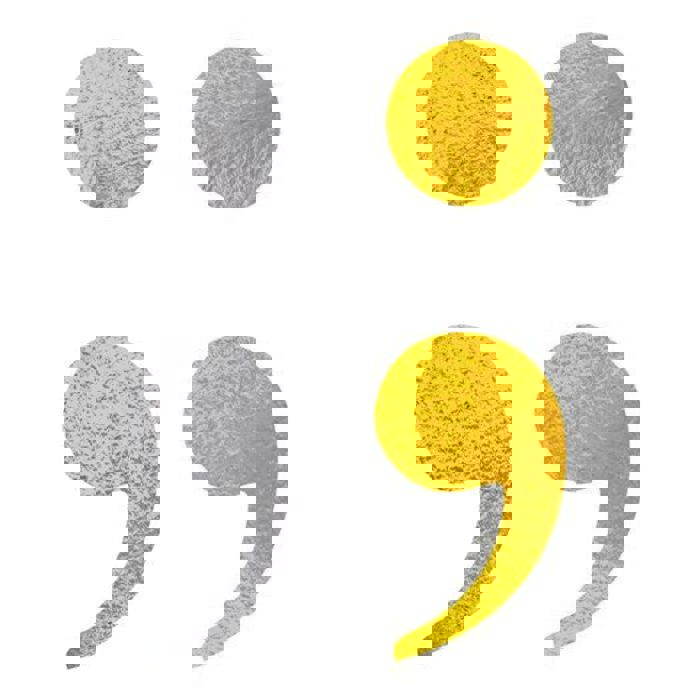 Semicolon Metallic Temporary Tattoo Set of 2