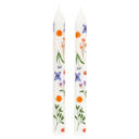 White with Flowers Taper Candles Set of 2 - Ombre, Pastel, Rainbow, Spiral, Holiday - 9" Candle Sets