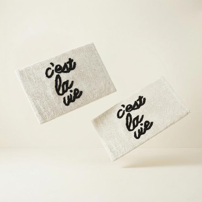 Set of 2 C'est la Vie Bath Mat | Soft Bathroom Rug | 20" x 30"