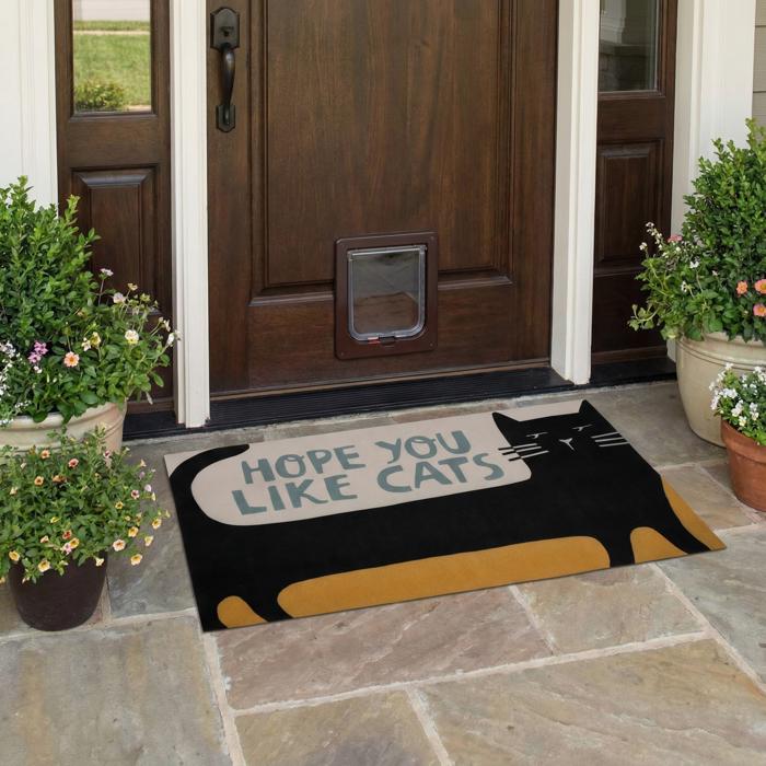 Set of 2 Hope You Like Cats Doormat Entryway Indoor/Outdoor Rug | 34" x 20 | Slip-Resistant Backing
