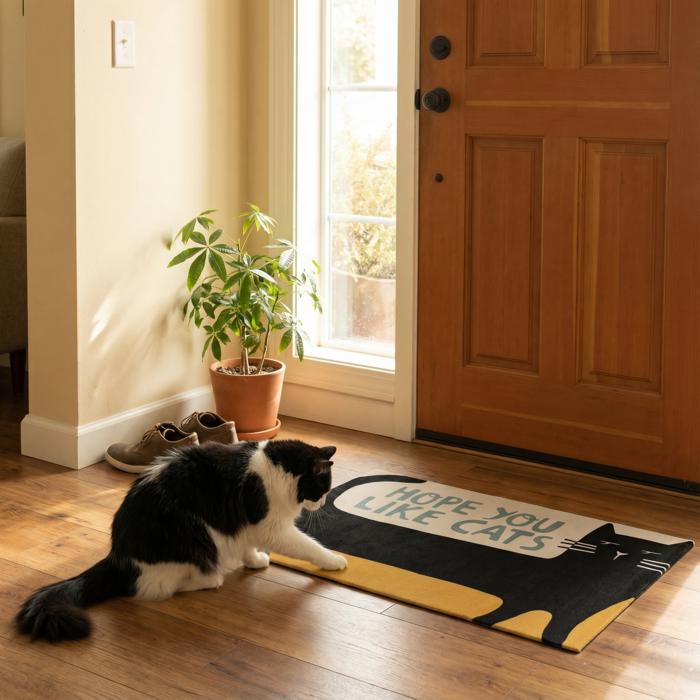 Set of 2 Hope You Like Cats Doormat Entryway Indoor/Outdoor Rug | 34" x 20 | Slip-Resistant Backing