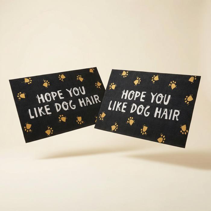 Set of 2 Hope You Like Dog Hair Indoor/Outdoor Rug | 34" x 20" | Slip-Resistant Backing