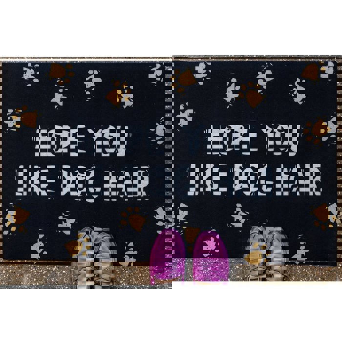 Set of 2 Hope You Like Dog Hair Indoor/Outdoor Rug | 34" x 20" | Slip-Resistant Backing