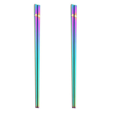 Set of 2 Pairs Holographic Rainbow Chopsticks in Stainless Steel