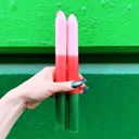  Set of 2 Pink Red Green Tapered Candle | Aesthetic Unscented Candle Sticks Holiday Table Decor