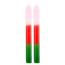  Set of 2 Pink Red Green Tapered Candle | Aesthetic Unscented Candle Sticks Holiday Table Decor
