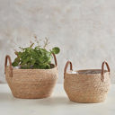  Set of 2 Plastic Lined Baskets with Handles | Seagrass Woven Storage Baskets