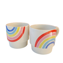  Set of 2 Rainbow Stacking Mugs | Giftable Ceramic Mug Set | Couples Romantic His and Hers '70s Groovy Style
