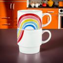 Set of 2 Rainbow Stacking Mugs | Giftable Ceramic Mug Set | Couples Romantic His and Hers '70s Groovy Style