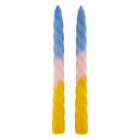 Blue Pink Yellow Taper Candles Set of 2 - Ombre, Pastel, Rainbow, Spiral, Holiday - 9" Candle Sets