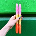 Set of 2 Tapered Candle in Pink-Yellow-Orange Thanksgiving Home Decor | Holiday-Ready Must Have