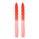 Red Pink Taper Candles Set of 2 - Ombre, Pastel, Rainbow, Spiral, Holiday - 9" Candle Sets