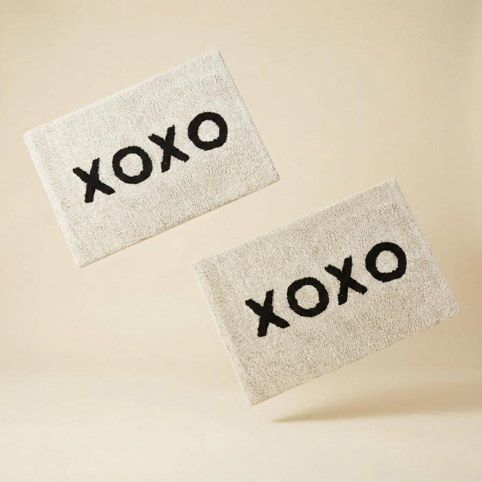 Set of 2 XOXO Bath Mat | Soft Cotton Indoor Rug | 20" x 30"