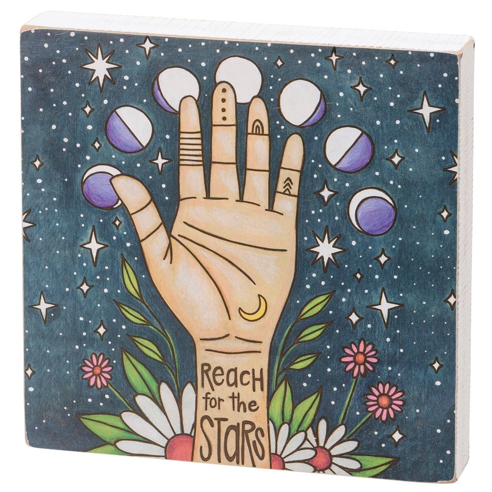 Set of 3 Celestial Inspo Block Signs | Square Wooden Sign Decor Display | 6" x 6" | Gift for Her