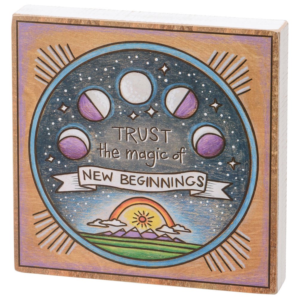 Set of 3 Celestial Inspo Block Signs | Square Wooden Sign Decor Display | 6" x 6" | Gift for Her