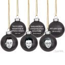  Set of 3 Existentialist Holiday Glass Mini Ornaments in Black with Depressing Quotes from Camus, Sartre, and de Beauvoir | Gift for Her