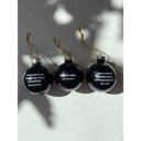  Set of 3 Existentialist Holiday Glass Mini Ornaments in Black with Depressing Quotes from Camus, Sartre, and de Beauvoir | Gift for Her