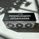  Set of 3 Existentialist Holiday Glass Mini Ornaments in Black with Depressing Quotes from Camus, Sartre, and de Beauvoir | Gift for Her