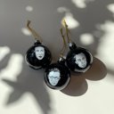  Set of 3 Existentialist Holiday Glass Mini Ornaments in Black with Depressing Quotes from Camus, Sartre, and de Beauvoir | Gift for Her