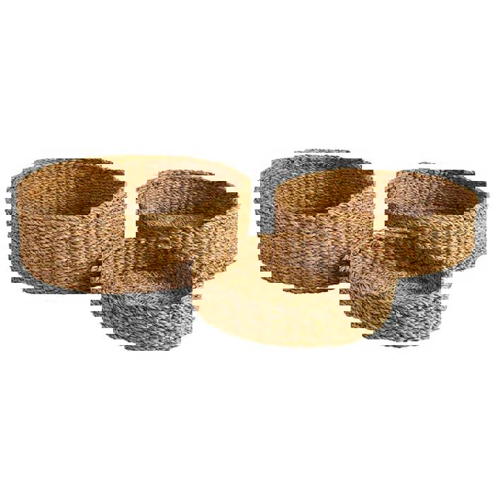 Set of 3 Seagrass Round Chakas Basket Set | Rustic Home Office Storage