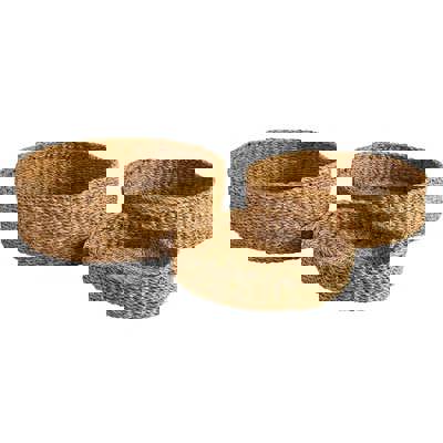 Set of 3 Seagrass Round Chakas Basket Set | Rustic Home Office Storage