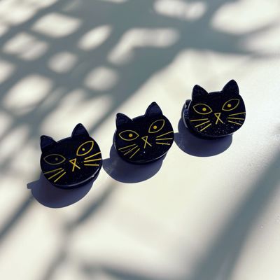 Set of 3 Mini Black Cat Hair Claws | Hair Claw Clip in Giftable Pouch