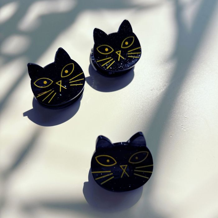 Set of 3 Mini Black Cat Hair Claws | Hair Claw Clip in Giftable Pouch