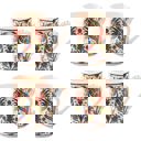 Flower Bouquet and Twin Tulips Boxed Gift Set of 4 Handmade Mugs - Turkish Flowers, Hand Painted