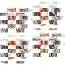 Large Red Clove and Dotted Blue Tulips Boxed Gift Set of 4 Handmade Mugs - Turkish Flowers, Hand Painted