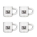  Set of 4 Shot of Love Glass Espresso Cup | Coffee Tea Clear Mug