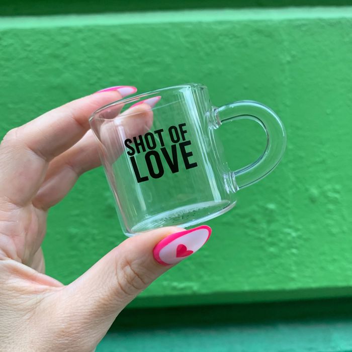 Set of 4 Shot of Love Glass Espresso Cup | Coffee Tea Clear Mug