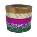  Set of 5 Thin Metallic Washi Tapes in Shiny Rose Gold, Gold, Fuchsia, Green and Purple