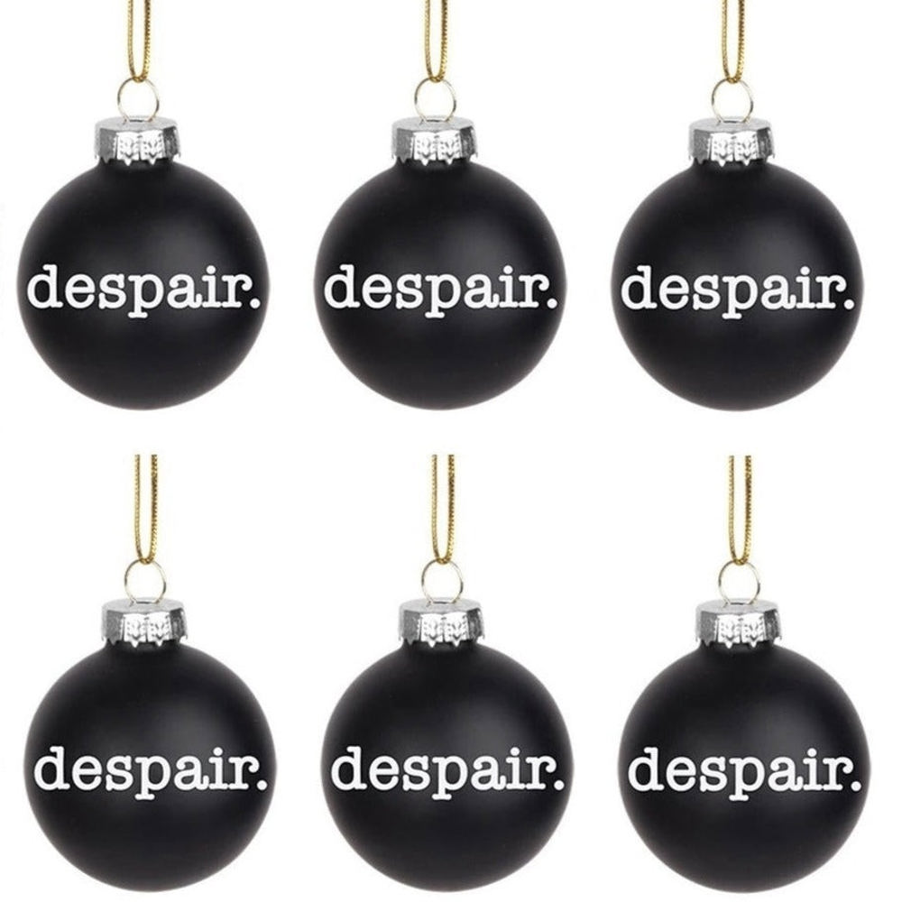 Despair Holiday Mini Glass Ornament in Black