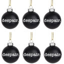 6 Pack Despair Holiday Mini Glass Ornament in Black