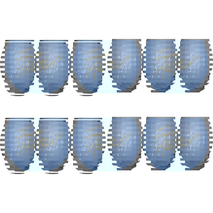 Set of 6 Fancy Another Roly Poly Blue Tinted Glass  | 13 oz.