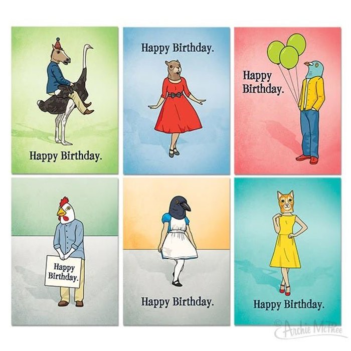 Birthday or Thank You Funny Greeting Card Box Set | Set of 6 | Cute Message Card Sets