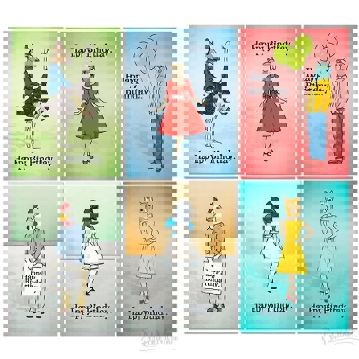 Set of 6 Strange Friends Birthday Greeting Card Box