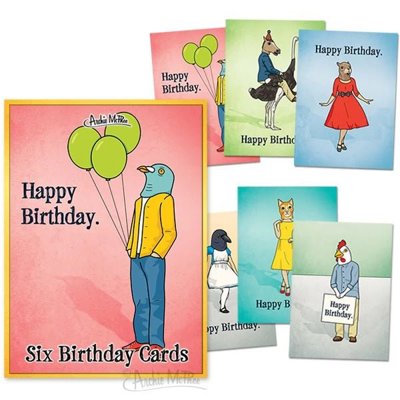 Birthday or Thank You Funny Greeting Card Box Set | Set of 6 | Cute Message Card Sets