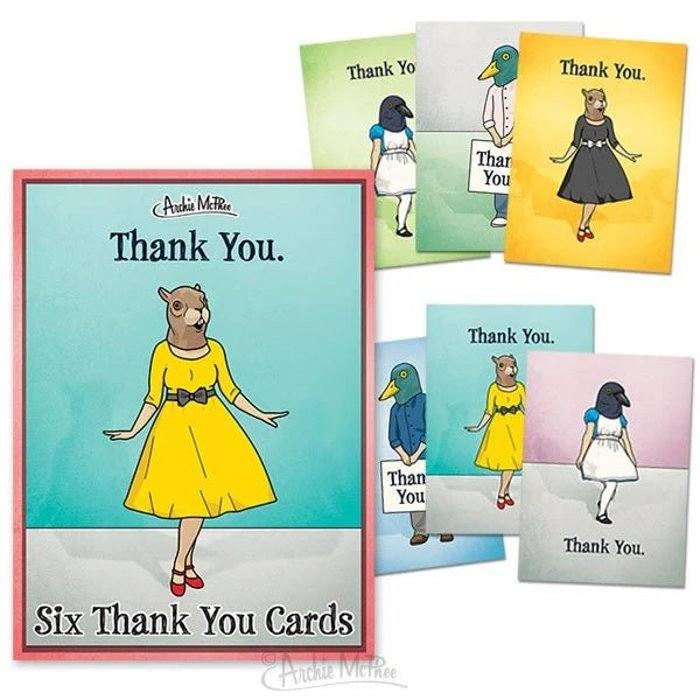 Birthday or Thank You Funny Greeting Card Box Set | Set of 6 | Cute Message Card Sets