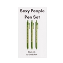  Sexy People Pen Set 🌹 | Gel Click Pen Gift Set | 3 Pens in Olive Green