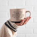  She Is Clothed In Leggings & Eats Without Fear Of The Future Funny Mug | Stoneware Coffee Tea Mug | 15oz.